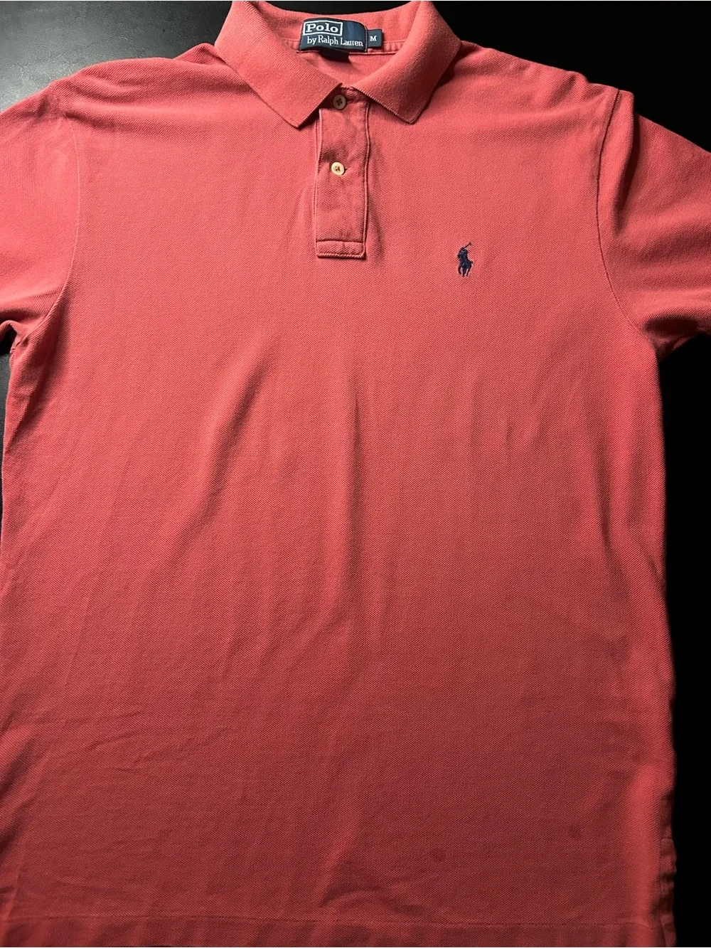 Ralph Lauren Polo Shirt in Coral Pink with Navy Pony